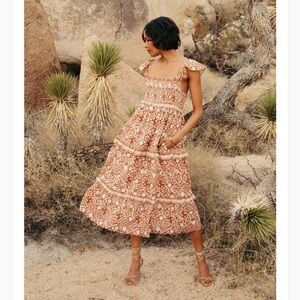 Cleobella Frida Terracotta Floral Midi Dress